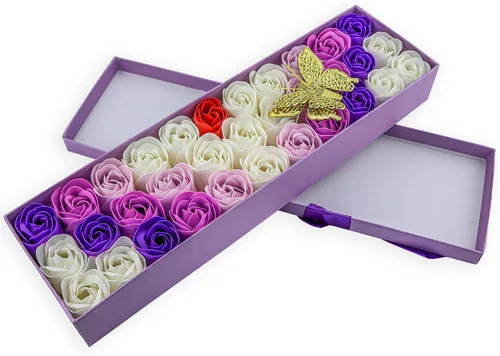 Vista 4 de JIALEEY 33 piezas de jabón de baño perfumado floral pétalos de flores, aceite esencial para plantas, juego de jabón de rosas, ideas de regalo