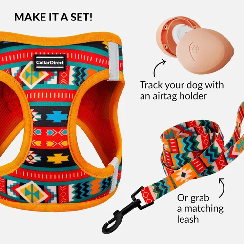 Vista 6 de CollarDirect Arnés reflectante para perro, malla de aire para cualquier clima, para perros pequeños y medianos, fácil de poner y quitar, 3 patrones