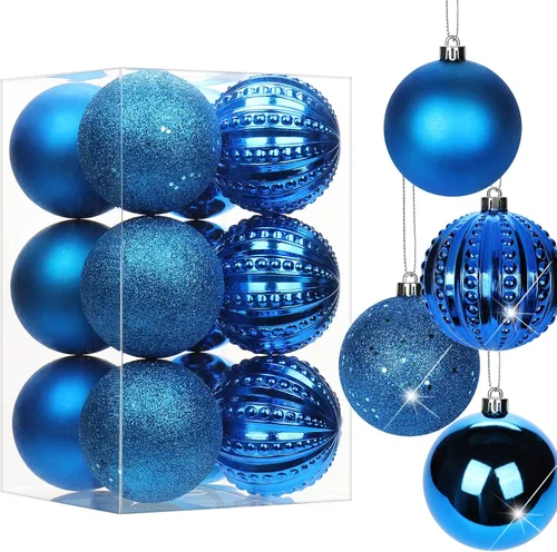 Vista 46 de Adornos de bolas de Navidad negras de 2.36 pulgadas, 25 piezas inastillables, set de adornos de Navidad, bolas de Halloween, adorno negro para árbol