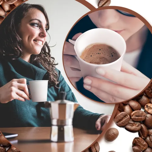 Vista 5 de Funtery 50 unidades de 4 oz tazas de espresso desechables a granel con asas, tazas de papel desechables blancas para café, espresso, té, bebidas