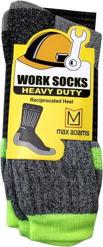 Vista 7 de Dependable Industries - 6 pares de calcetines de trabajo resistentes de construcción HD, calcetines para botas, talla 10-13, gris, verde neón