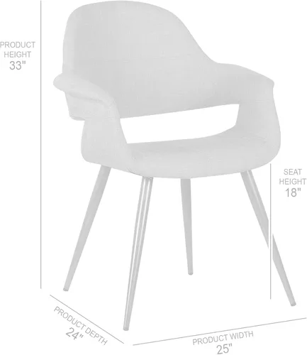 Vista 3 de Armen Living Silla de comedor Phoebe en tela naranja y acabado de madera de nogal