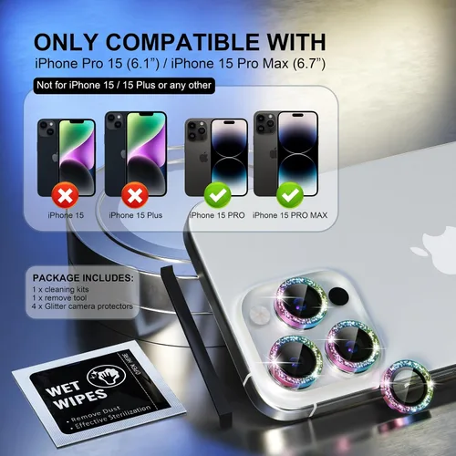 Vista 16 de Choiche Compatible para iPhone 16 Pro/iPhone 16 Pro Max Protector de Lente de Cámara, Vidrio Templado 9H Protector de Pantalla de Cubierta de Cámara