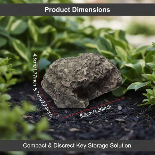 Vista 4 de Paquete de 2 unidades para ocultar una llave fuera de roca falsa, caja oculta llaves al aire libre, diseño de piedra realista, adorno de jardín