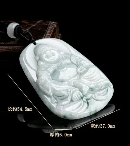 Vista 6 de Jadeíta de jade natural de grado A Las flores flotantes sonríen a menudo abiertas Maitreya Buda ceroso tipo de colgante de jade colgante