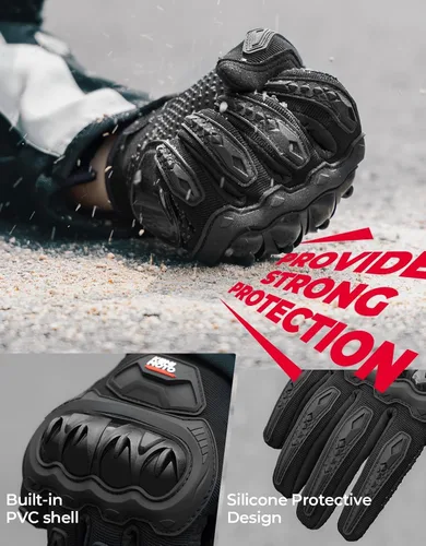 Vista 3 de KEMIMOTO - Guantes de motocicleta para hombres/mujeres, guantes de bicicleta de tierra con pantalla táctil y protección contra deslizamientos