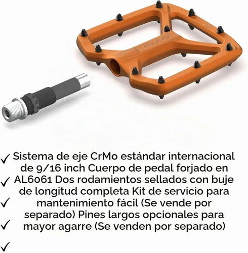 Vista 5 de Funn Pedales planos Python, Pedales de plataforma ancha BMX MTB, eje CrMo Negro