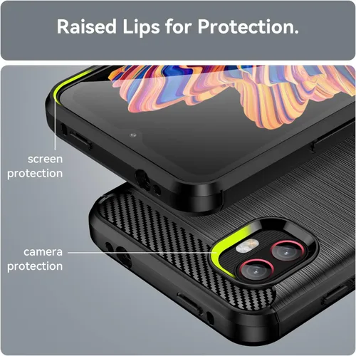 Vista 5 de Osophter Funda para Galaxy Xcover 6 Pro con 2 protectores de pantalla, absorción de golpes Flexible TPU Rubber Protective Cell Phone Cover (negro)