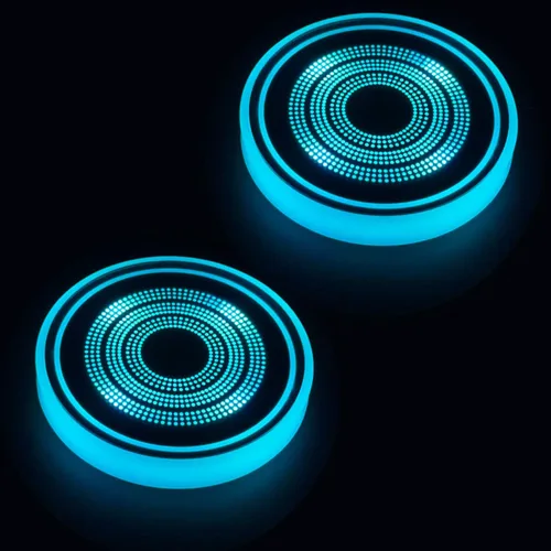 Vista 17 de Paquete de 2 posavasos con luz para automóvil, luces LED, sensor inteligente, recargable, 7 posavasos que cambian de color (A)