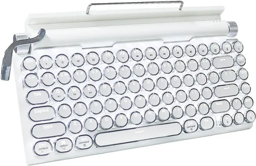 Vista 11 de Teclado mecánico retro estilo máquina de escribir Adventurers con luz LED trasera 83 teclas Bluetooth 5.0 eje azul, adecuado para computadoras