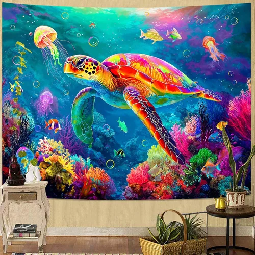 Vista 13 de Spenlife Blacklight - Fantástico tapiz de gato negro, tapiz de pared de gato reactivo que brilla con rayos UV para decoración de habitación, tapiz