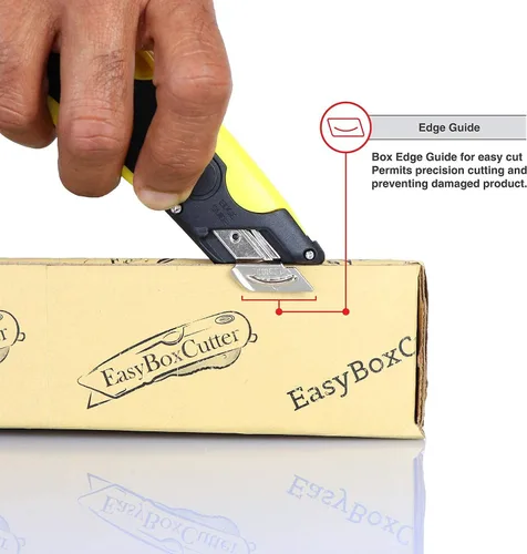 Vista 7 de EasyCut 2000 Cuchillo utilitario retráctil seguro para cortar cajas, amarillo, 09700