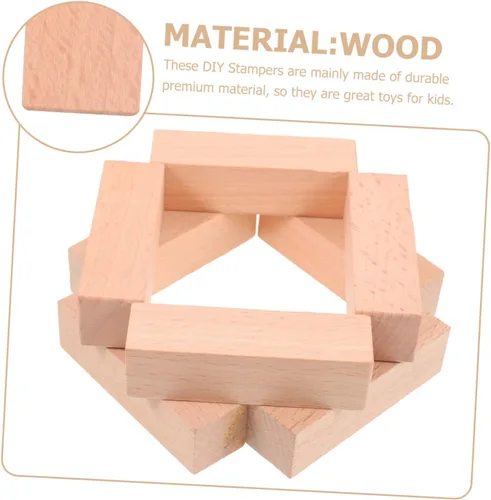 Vista 8 de EXCEART 8 piezas de suministros de tallado de madera para tallar, palo de patio, diario de madera de balsa, sello de libro, bloque de construcción