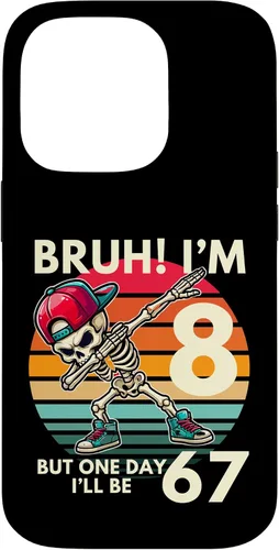Vista 17 de Bruh I'm 8 But One-Day I'll Be 67 Retro 8th Birthday Kids Case for iPhone XR