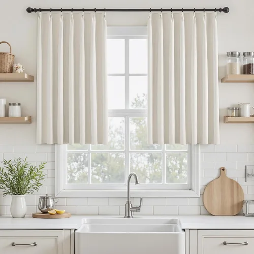 Vista 13 de UHITECH Cortinas plisadas pequeñas de 35 pulgadas de largo, cortinas opacas cortas para ventanas de sótano, aislamiento térmico, cortinas opacas