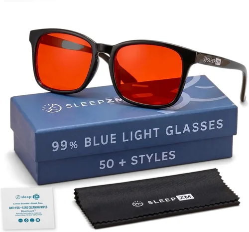 Vista 45 de Sleep ZM Blue Light Blocking Glasses - Sleep + Eye Strain Help Women + Men Montura Aviator - Lente Amarilla Adapt
