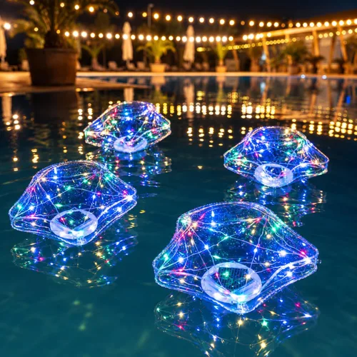 Vista 9 de TIALLY Luces flotantes de hadas para piscina alimentadas por energía solar, bolas LED inflables impermeables de 14 pulgadas, luces para piscina