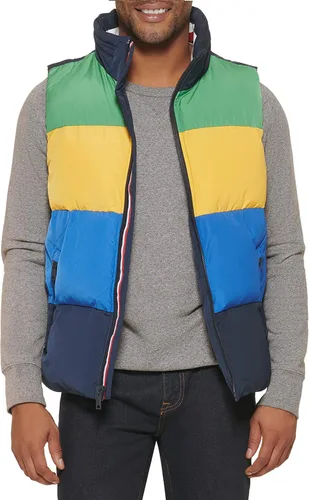 Vista 5 de Tommy Hilfiger Chaleco acolchado con cuello alto para hombre grande verdeamarilloazul Verde amarillo azul L