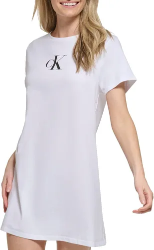 Vista 4 de Calvin Klein Vestido tipo camiseta con logotipo de monograma para mujer