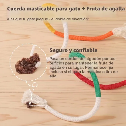Vista 5 de Juguetes interactivos para gatos de interior, 3 cuerdas para masticar, 1 3 cuerdas para gatos+1 palito de dentición