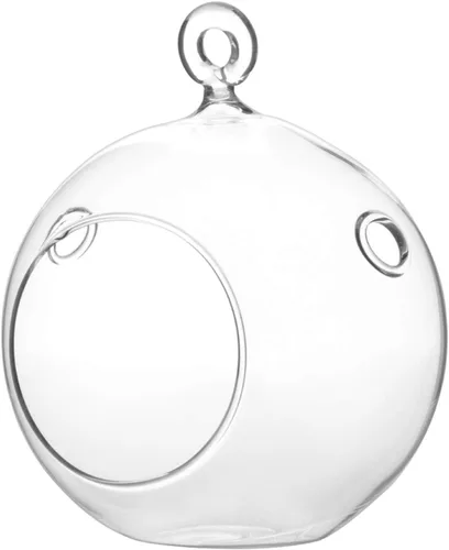 Vista 12 de WGV Globo de terrario colgante, ancho 3 pulgadas, altura 4 pulgadas, maceta de aire para suculentas, florero de vidrio transparente con parte