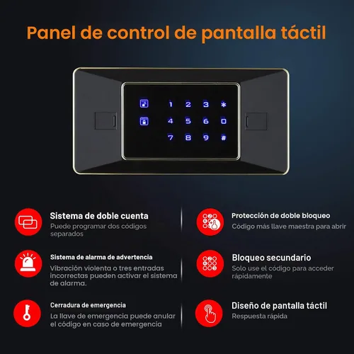 Vista 3 de TIGERKING Caja fuerte para el hogar con bloqueo digital de pantalla táctil Blanco