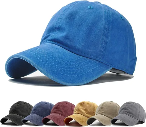 Vista 13 de HH HOFNEN Gorra de béisbol de algodón de sarga lavada y desgastada, vintage, ajustable, para hombre y mujer