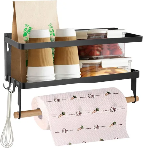 Vista 9 de Jolitac Estante magnético para especias para refrigerador, organizador de ahorro de espacio, estante negro en el refrigerador, soporte para toallas