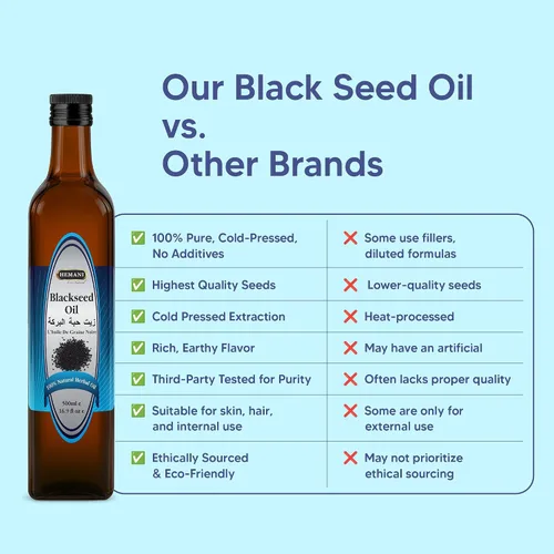 Vista 6 de Hemani Aceite de semilla negra prensado en frío 16.91 Oz I 500ML I 100% Natural I Libre de disolventes I AKA Nigella Sativa I Kalonji I Aceite