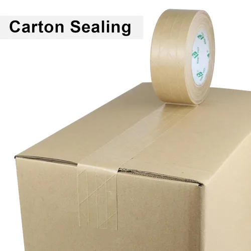 Vista 6 de BOMEI PACK Paquete de 2 cintas de papel kraft reforzadas, cinta de embalaje autoadhesiva de papel engomado, para embalaje resistente, envío, mudanza