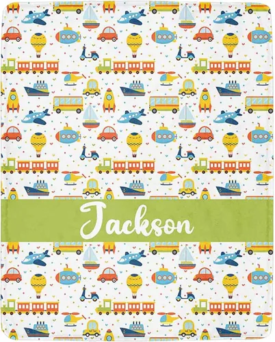 Vista 26 de Artsadd Mantas personalizadas con nombre y diseño de transporte para bebé niño de 30 x 40 pulgadas, manta personalizada de camión con nombre