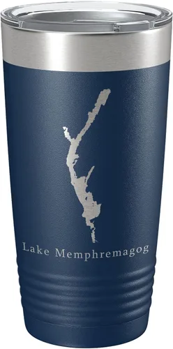 Vista 8 de Lake Memphremagog Map Tumbler Travel Mug Insulated Laser Engraved Coffee Cup Vermont Quebec 20 oz Black