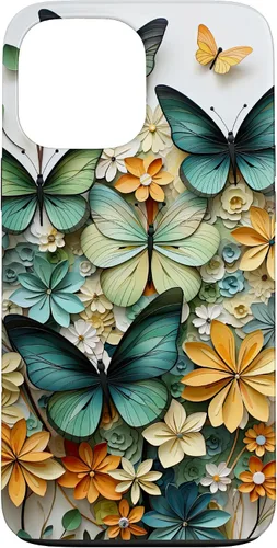 Vista 24 de iPhone 16 mariposa estética mariposas verdes naturaleza acuarela caso