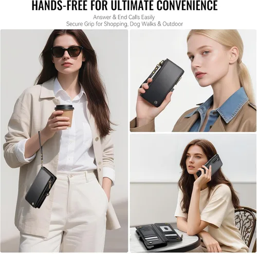 Vista 6 de Defencase Funda Cartera Magnética para Samsung Galaxy S23+/ S23 Plus Compatible con Magsafe con Bloqueo RFID, Cremallera y Portarjetas, Funda