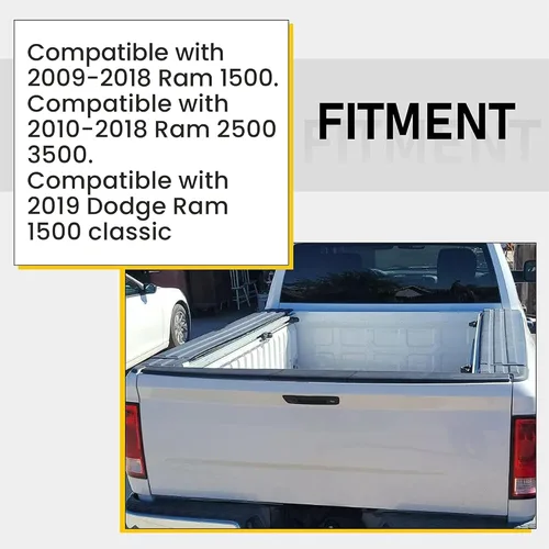 Vista 2 de Tapa de moldeo para alerón de puerta trasera Compatible con Ram 1500 2500 3500 Classic 2009-2019 Protector superior Reemplazo para CH1909100