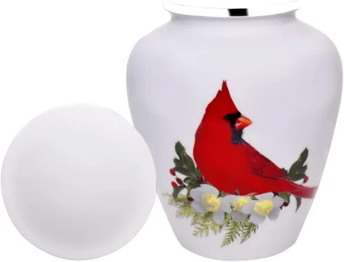 Vista 8 de BOLD & DIVINE Urna para adultos, urna de cremación de pájaro cardenal rojo Urna conmemorativa para adultos, entierro, urnas de cremación fúnebre