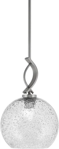 Vista 73 de Toltec Lighting Cavella Stem Colgado Mini colgante, acabado grafito, vidrio de muselina blanca de 4 pulgadas
