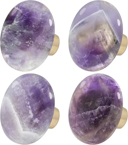 Vista 10 de Rockcloud Cajón de perilla de piedra de ágata con rayas negras naturales con tornillos, mango ovalado de piedras preciosas ásperas para armario Negro