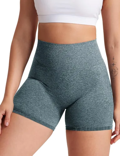 Vista 4 de YEOREO - Shorts de ciclismo para mujer, sin costuras, con cintura alta, para entrenamiento, yoga y gimnasio, estilizan tu figura