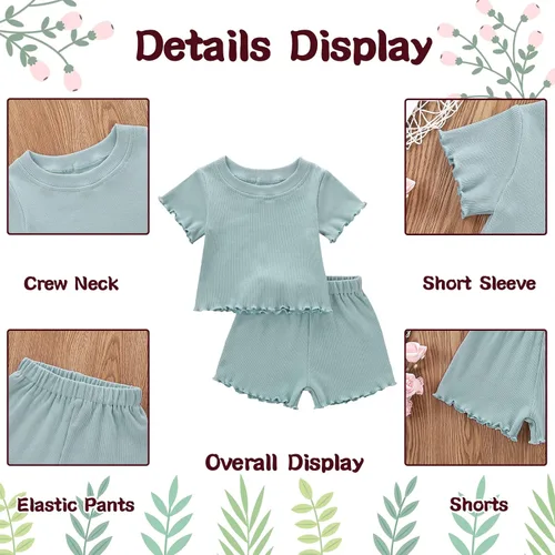 Vista 3 de Dimoybabe Conjunto corto de algodón de punto para bebé niña pequeña