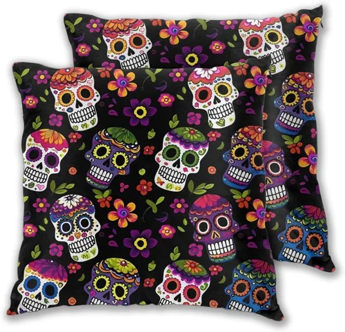Vista 32 de Juego de 2 fundas de almohada cuadradas de Acción de Gracias, hojas de arce otoñales, fundas protectoras para sofá con cremallera oculta, 16 x 16