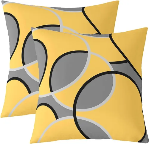 Vista 18 de Juego de 2 fundas de almohada abstractas de 16 x 16 pulgadas para niños, niñas, adolescentes, decoración de dormitorio, moderna a rayas, decoración