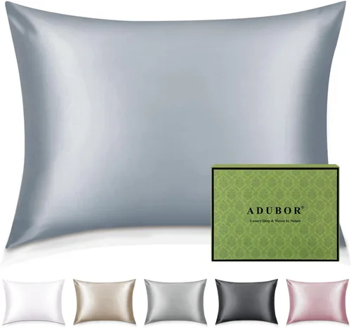 Vista 49 de Adubor Funda de almohada 100% de seda, fundas de almohada de seda de morera, 22 fibras de grado Momme 6A, funda de almohada de seda para la salud