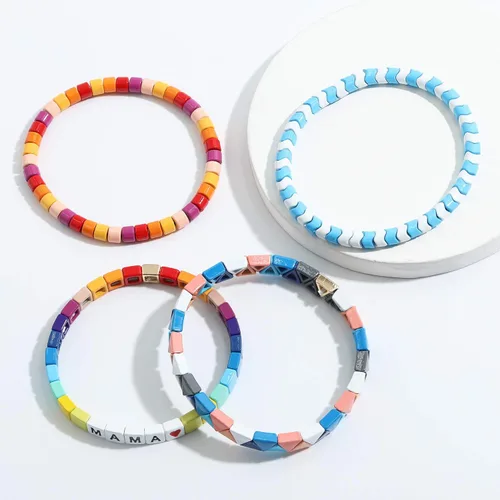 Vista 6 de Dvacaman Juego de 3 pulseras elásticas esmaltadas