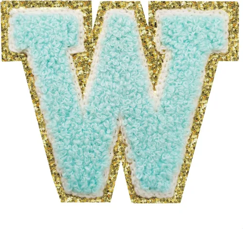 Vista 33 de 3Pcs Letter Patches Varsity Glitters Chenille,SPRT Iron on Blue Letter Patch,Alphabet Cloth Patch for Team Costume Decoration 3.1in Height S