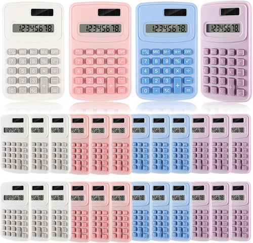 Vista 8 de LEIFIDE Paquete de 12 calculadoras de bolsillo, calculadora básica de 4 funciones, pantalla de 8 dígitos, funciona con pilas, para escritorio