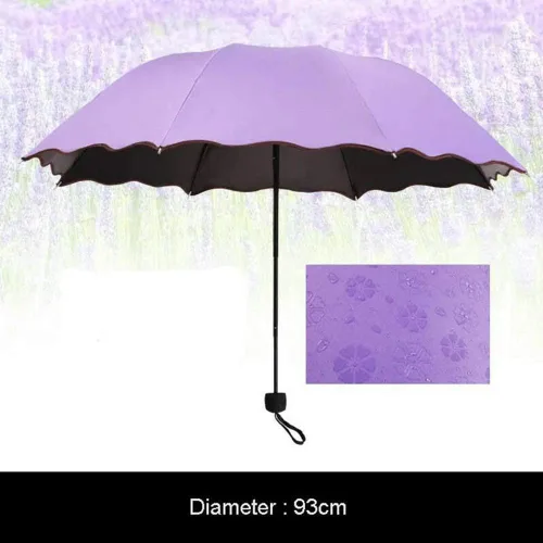 Vista 2 de Sombrilla antirayos UV para lluvia y sol, resistente al viento, 3 plegable, portátil