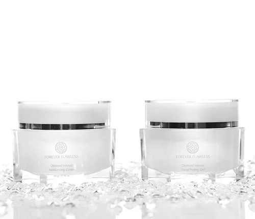Vista 5 de Forever Flawless Gel exfoliante facial y crema hidratante. Tratamiento facial de dos pasos. Exfoliación de spa en casa e hidratación óptima para un