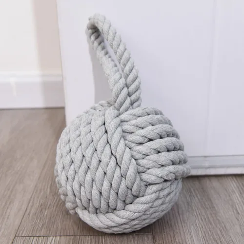 Vista 3 de Pomeat Tope de puerta decorativo náutico con base pesada de cuerda, tope de puerta resistente para cuña de ventana del hogar, 6 pulgadas (gris)