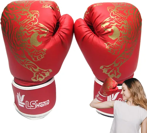 Vista 10 de LAFANDE Guantes de boxeo para hombres y mujeres, guantes de combate transpirables de Muay Thai Negro